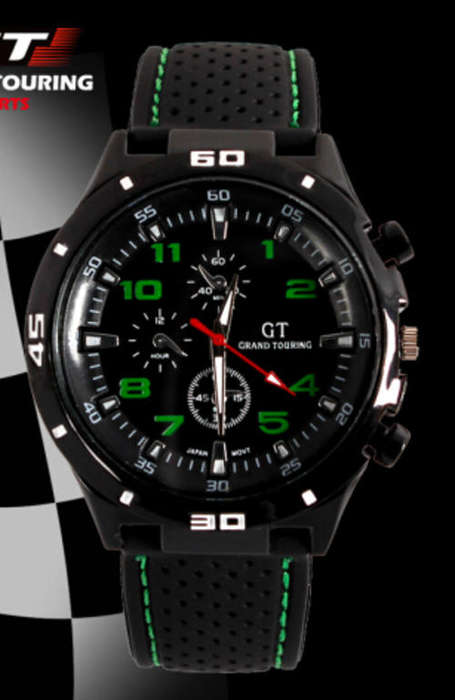 Grand Touring GT Silicone Men Sport Quartz Watch - Green